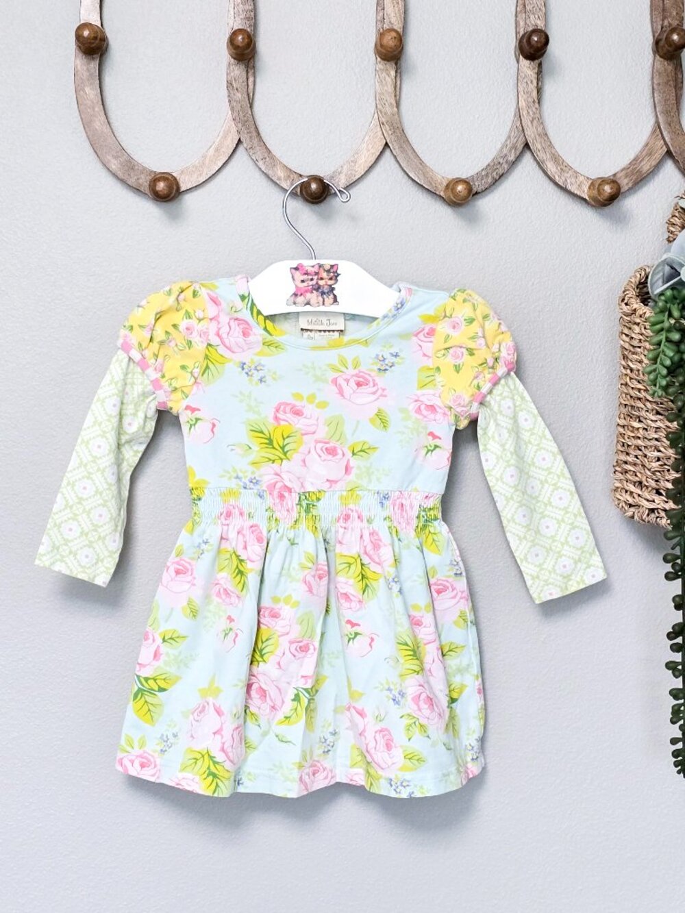 Matilda Jane Bouncy Blooms Dress 12-18 Mos. Floral Puff Sleeve Girls